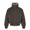 Chaqueta Americana Retro de Cuero PU con Cuello Alto Acolchado de Diamantes Abrigo de Algodón para Hombres y Mujeres 2026 Suelta Casual Gruesa Corta