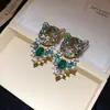 Brincos de Prata Vintage com Design de Leopardo Cravejado de Diamantes, Brincos Estilo Palácio Retrô, Brincos de Luxo Leve de Alta Qualidade para Atacado