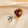 Moda Retro de Joyería Transfronteriza Europea y Americana Anillo Abierto de Cruz Microincrustada Ins Anillo Geométrico Ancho de Resina