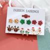 Pendientes de campana con copos de nieve de la serie navideña, combinación de traje, comercio exterior, gran oferta, pendientes de alce con gotas de aceite de dibujos animados para hombre mayor, mujeres