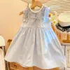 Vestido para niña 2024 Verano Vestido de Princesa con Volantes Lazo Nuevo Estilo Infantil Falda Moda Ropa Infantil