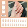 Unhas Fashionáveis Europeias e Americanas Estilo Francês Damasco Branco Simples Estilo Ins Removíveis Usáveis 24 Peças Unhas Press On
