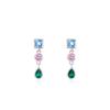 Collar y Aretes Cuadrados con Diseño Geométrico de Circonita Arcoíris de Plata S925 para Mujer, Estilo Europeo y Americano, Lujo Accesible, Nicho, Paquete de Alta Gama