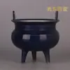 Queimador de Incenso Tripé Esmalte Azul Qingyong Zhengnian Ding Antigo Porcelana Totalmente Feita à Mão Coleção Objetos Antigos Fora dos Objetos Antigos