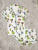 Novo comércio exterior transfronteiriço Amazon tk estampa de desenho animado branco lapela seda de leite pijama feminino
