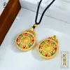 Bússola dos Oito Tesouros Cadeado da Paz Pingente de Ouro Areia Gota de Óleo Cobre Banhado a Ouro Amuleto do Deus da Riqueza Moda Nova Estilo Chinês Colar