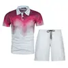 Nueva moda de verano para hombre, polo casual con estampado 3D, cuello camisero, traje casual