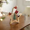 Adornos Navideños de Madera Pintada de Gran Venta, Artículos Decorativos de Madera para Mesa de Papá Noel en su Trineo, Árbol de Navidad