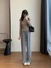 Tela de hadas glutinosa súper cómoda de pierna larga cintura alta pantalones sueltos de pierna ancha casuales rectos tipo mopa otoño e invierno