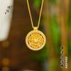 Colgante Jufu Sifang Calado de Oro de Arena Vietnamita de Larga Duración con Incrustaciones de Diamantes, Collar de Disco de Filamento Estilo Nuevo Chino, Cadena para Clavícula