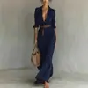 2026 Plataforma de Moda Independiente Ropa de Mujer Europea y Americana Otoño Elegante y Sexy Color Sólido Vestido Irregular Plisado con Cinturón
