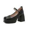 Calzado para Cuatro Estaciones Hebilla Boca Baja 46 Zapatos de Salón para Mujer Tacones Altos Transfronterizos Talla Grande Zapatos para Mujer 48 Plataforma Impermeable Punta Cuadrada Zapatos de Salón 44 Tacón Cuadrado