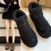 Zapatos de Algodón de Invierno para Mujer, Botines Cortos Cálidos y Engrosados para Mujer, Nuevos Zapatos Versátiles de Lana de Cordero Teddy 2025, Zapatos Peludos para Exterior, Modernos