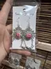 Pendientes de Pieza Bordada Vintage Bordados a Mano de Estilo Étnico de Moda, Colgantes de Oreja Pequeños Cortos con Borlas, Joyería de Plata Miao de Yunnan para Mujeres