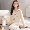 Pijama Nuevo Estilo Otoño e Invierno 2024 para Mujer Manga Larga Estilo Delgado Estilo Celebridad de Internet INS Venta Caliente Conjunto de Cárdigan Casual para el Hogar