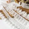 Encaje Ancho de 12 cm Chifón Engrosado Doble Capa Plisado Puño Fruncido Vestido de Muñeca Dobladillo de Falda Larga Adornos