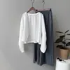 Calça casual feminina de listras verticais, calça de perna larga em estilo relaxado e solto, calça comprida até o chão, conjunto com top de linho