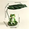 Enfeite de sapo de vinho tinto transfronteiriço, animal simulado com folha de lótus, para pátio, tanque de peixes, decoração de rochas, artesanato de mesa para presente