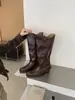 Botas Vaqueras Occidentales con Cuello en V para Mujer 2026 Otoño/Invierno, Tacón Grueso de Caña Alta Slip-On Botas Largas de Motocicleta del Desierto