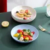 Plato Redondo de Paja de Trigo de 8 Pulgadas Plato Doméstico Portátil Plástico para Exteriores Resistente a Caídas Plato para Fruta Desayuno LOGOTIPO