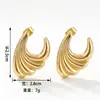 Pendientes de Acero Inoxidable con Baño de Oro de 18 Quilates Estilo Europeo y Americano, con Textura Geométrica, Diseño Retro Exagerado, Pendientes de Acero de Titanio para Mujer