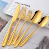 Juego de Cubiertos de Acero Inoxidable Transfronterizo de 5 Piezas, Nuevo Set de Cuchillo para Bistec Occidental, Tenedor y Cuchara de Postre con Recubrimiento de Titanio