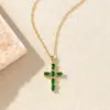 Collar Cruzado Nuevo Estilo Europeo y Americano Incrustado de Diamantes, Zirconia que No se Desvanece Moda Cadena de Clavícula Chapada en 18K Accesorio