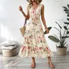 Plataforma Independiente Tiktok Comercio Exterior Vestido Largo 2026 Verano Nuevo Europeo y Americano Transfronterizo Vestido de Mujer Estampado sin Mangas