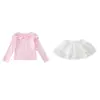 Conjunto de Chal con Lazo Estilo Coreano para Niñas Estilo Primavera/Otoño 2026 Nuevo Conjunto de Dos Piezas de Moda Infantil Elegante para Niñas Pequeñas