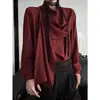 Bufanda-cuello de cinta de alta gama camisa de manga larga para hombres y mujeres verano nuevo estilo chino nicho sentido de diseño camisa holgada guapo pícaro