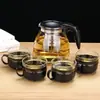 Conjunto de Chá com Panela Interna de Aço Inoxidável para Venda por Atacado, Utensílios de Chá de Vidro, Bule Resistente ao Calor e à Prova de Explosão, Alto Valor Estético para Uso Doméstico