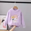 Suéter Pulóver de Terciopelo de Mink para Niñas Estilo 2026 para Otoño e Invierno, Suéter Elegante para Niños Mayores, Capa Base Engrosada y Cálida