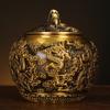Latas de Té de Dragón y Fénix de Latón Completo Almacenamiento Doméstico a Prueba de Insectos Latas de Té de Cobre con Tapa Cobre Vintage Adornos Creativos de Oficina