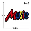 Serie de Música de Guitarra Bordado por Computadora Madre de Tela Bordada de Dibujos Animados Ingleses Parche Adhesivo para Bolsa Ropa Insignia Niño