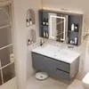 Gabinete de baño de aluminio de panal engrosado con lavabo de cerámica integrado y unidad de tocador