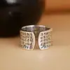 Procesamiento y Personalización de Anillo Retro Tailandés Corazón de Anémona Sutra del Corazón para Mujeres, Anillo Abierto Elegante, Sencillo y Moderno para Hombres