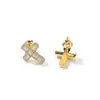 Pendientes de plata S925 de alta calidad, retro hip-hop, súper vendidos, pendientes clásicos de cruz tridimensional de circonita cúbica