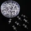 Alfinetes Transparentes com Cabeças Redondas para Artesanato DIY, Tachinhas Niqueladas Resistentes à Ferrugem