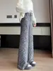 Pantalones de punto de pierna ancha con estampado de leopardo, diseño nuevo para Otoño e Invierno 2025 para mujer, de cintura alta, fluidos, estilo relajado, pantalones casuales de pierna recta