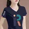 Camiseta de manga corta con excedente de comercio exterior transfronterizo para madres de mediana edad, top de verano para mujer, holgado y adelgazante
