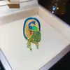 Anel Aberto Oval Peacock com Zircônia Banhado a Ouro Real 18K Anel de Dedo Indicador Vintage Novo Estilo Chinês Anel de Nicho