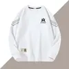 Moletom de manga comprida moda casual versátil camisa base sweatshirt masculina moderna com gola redonda estampa, novo produto de primavera e outono, folgado e grosso