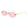 Gafas de Sol Metálicas con Marco Pequeño Ovalado Letra F Gama Alta 2025 Nueva Tendencia de Moda Europea y Americana Gafas de Sol Sin Marco