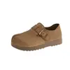 Zapatos slip-on de suela blanda con suelas gruesas, 2026 zapatos versátiles de hebilla con puntera partida, nuevos zapatos de mula de otoño para mujer