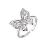 Anillo Versátil de Mariposa con Circonita, Anillo de Cola, Anillo de Pareja, Anillo Apilable de Moda Personalizado para Dedo Índice, Regalo de San Valentín
