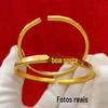Pulseira Gestalien Esculpida em Cinzel Estilo Chinês Antigo Shacken Aberta Sólida Feminina Joia Simulação Ouro