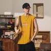 Regata esportiva masculina de seda gelada para o verão, camiseta sem mangas estampada da moda estilo japonês, colete solto e de secagem rápida