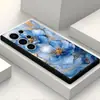 Funda para Teléfono Samsung Pintada Estampada Acuarela Óleo Flores Azules Compatible con S25Ultra Funda Suave Cubierta Protectora S23+