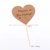 Decoração de bolo de aniversário simples papel kraft HB em branco cartão de bolo escrito à mão inserção plug-in de bolo