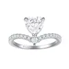 Anillo de Boda de Plata Transfronterizo Plata de Ley Anillo de Corazón de Zirconia con Forma de Corazón Joyería de Mano Europea y Americana de Gama Alta Anillo de Plata 925 Nicho